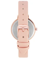 Nine West Women's Quartz Pink Faux Leather Band and Floral Pattern Watch, 36.5mm