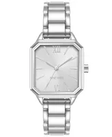 Nine West Women's Quartz Square Silver-Tone Alloy Link Bracelet Watch, 27mm