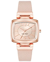 Nine West Women's Quartz Blush Pink Textured Faux Leather Watch, 36mm