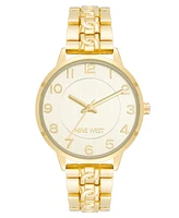 Nine West Women's Quartz Gold-Tone Alloy Link with Chain Design Bracelet Watch, 36.5mm