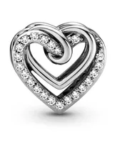 Pandora Cubic Zirconia Sparkling Entwined Hearts Charm