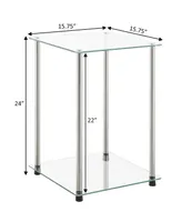 Convenience Concepts 15.75" Glass Designs2Go 2 Tier Square End Table