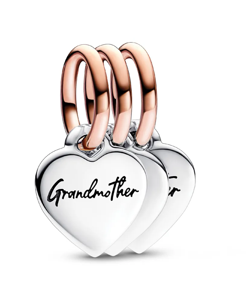 Pandora Sterling Silver Two-Tone Splitable Family Generation of Hearts Triple Dangle Charm - Silver, Rose