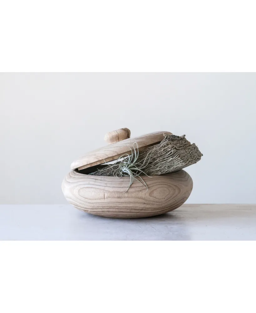 Decorative Natural Paulownia Wood Container with Lid