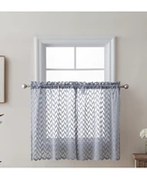 Hlc.me Herringbone Lace Sheer Kitchen Cafe Curtain Tiers for Small Windows & Bathroom