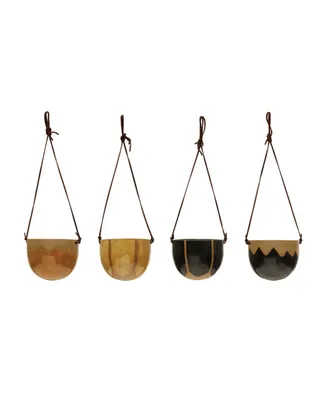 Stoneware Hanging Pot with Reactive Glaze, 4 Styles