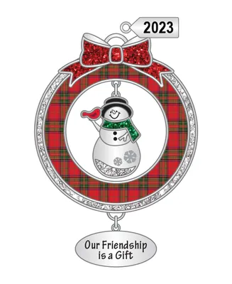 Ganz Sentiment Ornament Snowman with Cardinal 'Our Friendship is a Gift' with Dated 2023 Charm, 2.98"