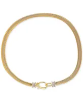 by Adina Eden 14k Gold-Plated Baguette Cubic Zirconia Bead Snake Chain 16" Collar Necklace