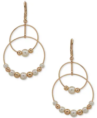 Anne Klein Gold-Tone & Imitation Pearl Beaded Ring Orbital Drop Earrings