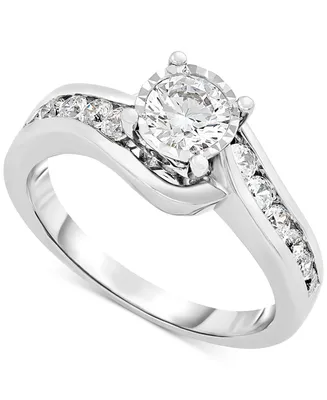 Diamond Swirl Channel-Set Engagement Ring (1 ct. t.w.) in 14k White Gold
