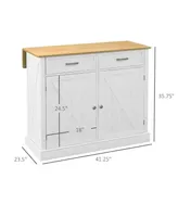 Homcom Kitchen Island with Drop Leaf Kitchen Cart, White