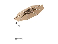 10 ft Patio Hanging Solar Led Umbrella Sun Shade with Cross Base