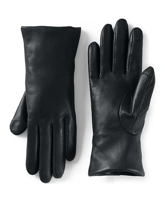 Lands' End Women's Ez Touch Screen Lined Leather Gloves