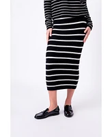 Women's Stripe Knit Midi Skirt