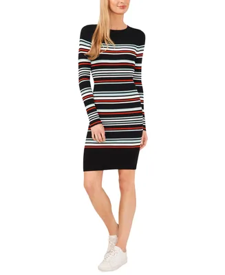 CeCe Women's Striped Rib Knit Sweater Dress