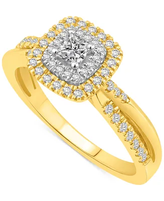 Diamond Princess-Cut Halo Engagement Ring (1/2 ct. t.w.) in 14k Gold