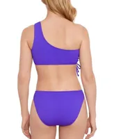 Salt Cove Juniors One Shoulder Side Cinch Bikini Top Hipster Bikini Bottoms Created For Macys