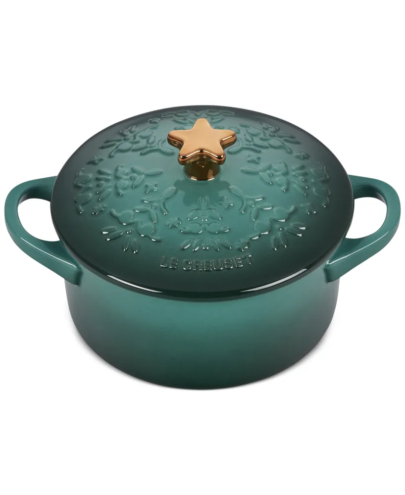 Le Creuset Stoneware Noel Mini Cocotte with Gold Star Knob, 24 oz.