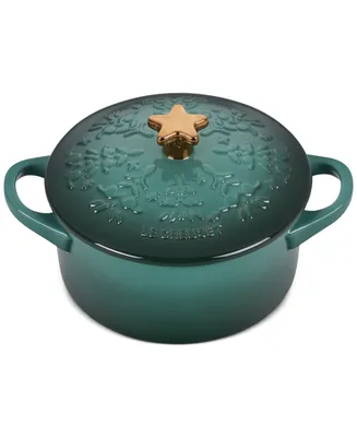 Le Creuset Stoneware Noel Mini Cocotte with Gold Star Knob, 24 oz.