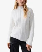 Sanctuary Women's Mock-Neck Asymmetric-Rib-Knit Sweater