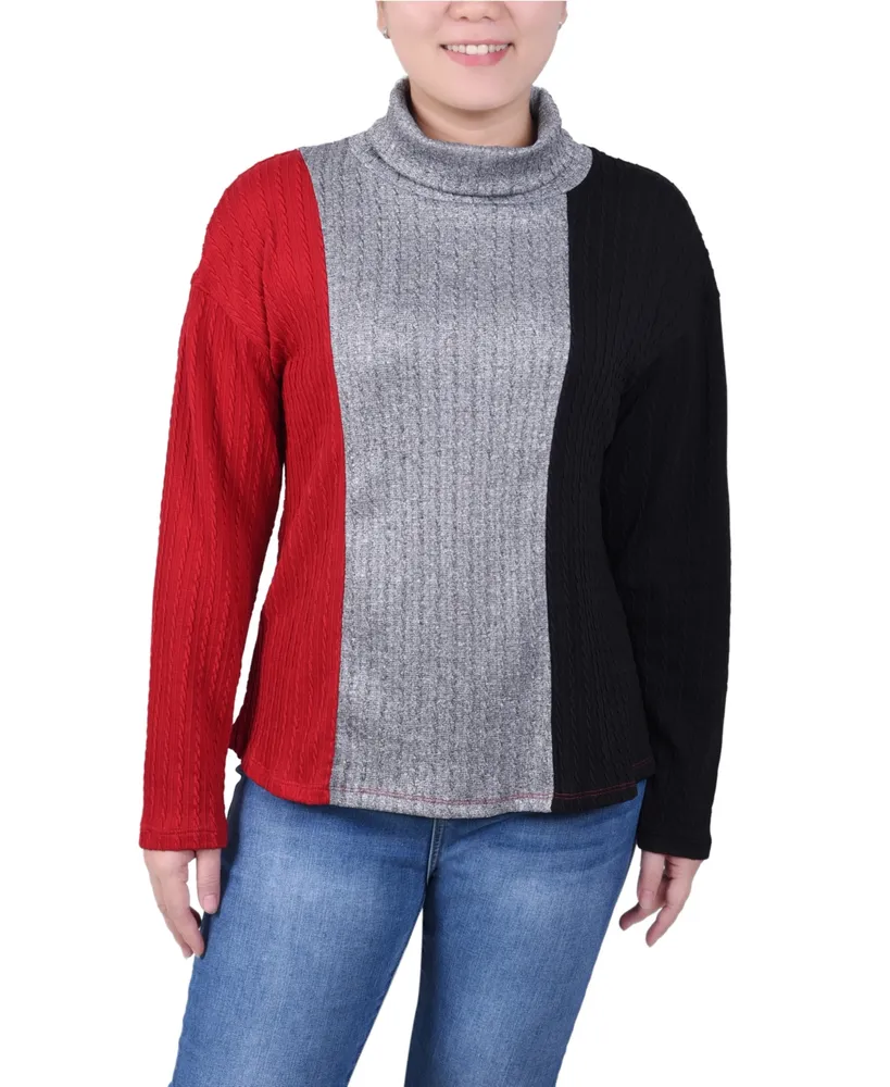 Ny Collection Women's Long Sleeve Colorblocked Top