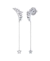 LuvMyJewelry Starry Cascade Tiara Design Sterling Silver Diamond Drop Women Earring