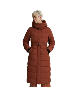 Nvlt Women's Longline Puffer with Detachable Hood Jacket