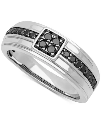 Men's Black Diamond Cluster Band (1/2 ct. t.w.) in Sterling Silver