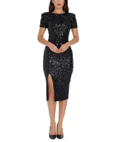 Dress the Population Women's Natasha Sequined Side-Slit Midi