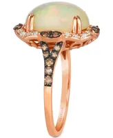 Le Vian Chocolatier Neopolitan Opal (2-7/8 ct. t.w.) & Diamond (3/8 ct. t.w.) Halo Ring in 14k Rose Gold