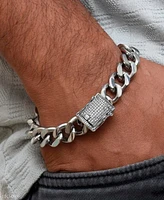 Men's Diamond Pave Clasp Curb Link Bracelet (1/2 ct. t.w.) in Stainless Steel