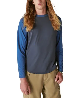 Lucky Brand Men's Venice Burnout Long Sleeve Colorblocked Crewneck T-Shirt