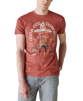 Lucky Brand Men's Coca-Cola Cowboy Graphic Short Sleeve Crewneck T-Shirt