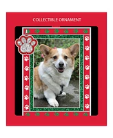 Ganz Frame Ornament Paw Print - Red, Silver