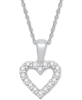 Diamond Heart Pendant Necklace in 14k White Gold (1/10 ct. t.w.)