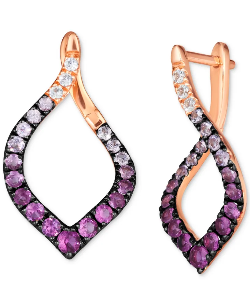 Le Vian Ombre Pink Sapphire Ombre (1-1/4 ct. t.w.) & White Sapphire (1/10 ct. t.w.) Spiral Hoop Earrings in 14k Rose Gold