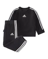 Adidas Baby Boys Long Sleeve Microfleece Crewneck Jogger Set