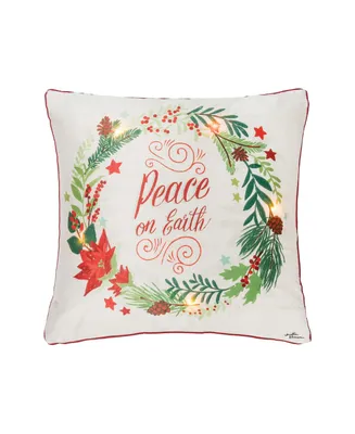 Peace On Earth Light-Up Led 18" x 18" Throw Pillow