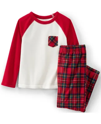 Lands' End Kids Girls Long Sleeve Pocket Fleece Pajama Set