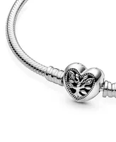 Pandora Moments Cubic Zirconia Family Tree Heart Clasp Snake Chain Bracelet