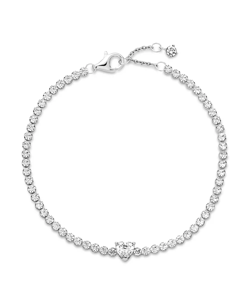 Pandora Cubic Zirconia Sparkling Heart Tennis Bracelet