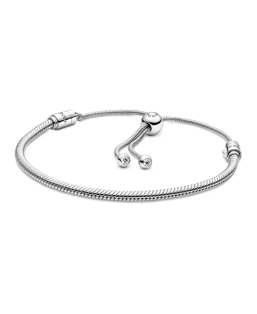 Pandora Moments Cubic Zirconia Sparkling Infinity Heart Clasp Snake Chain Bracelet - Silver