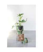 Stoneware Planter with Abstract Design