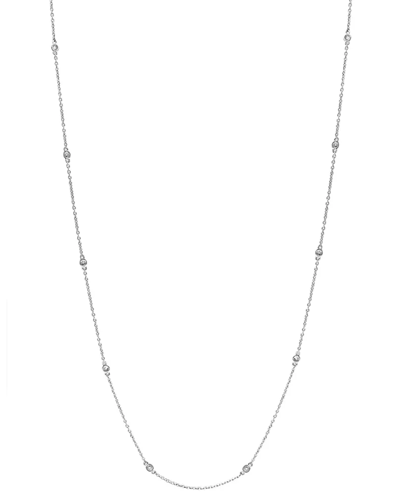 Effy Diamond Bezel Station 18" Collar Necklace (1/6 ct. t.w.) in Sterling Silver