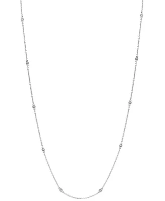 Effy Diamond Bezel Station 18" Collar Necklace (1/6 ct. t.w.) in Sterling Silver