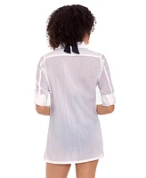 Lauren Ralph Crushed Cotton Cover-Up Shirt