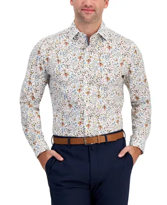 Bar Iii Men's Slim-Fit Berry Floral-Print Dress Shirt, Created for Macy's