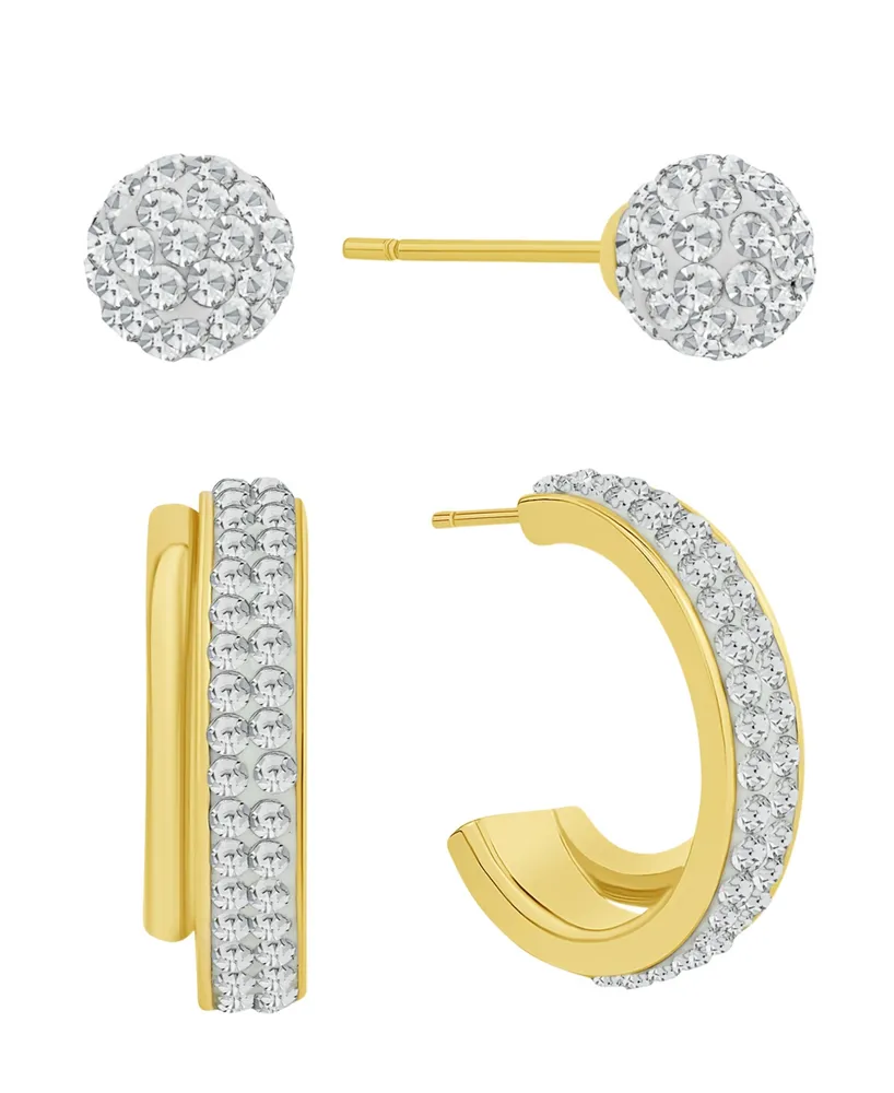 and Now This Crystal Ball Stud Hoop Duo Earring Set