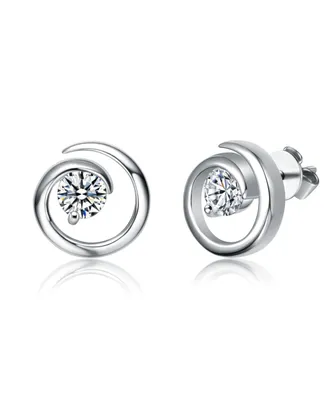 Sterling Silver White Gold Plated with 1ct Lab Created Moissanite Open Eternity Circle Swirl Stud Earrings