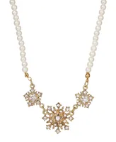 2028 Imitation Pearl Crystal Starburst Collar Necklace 